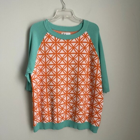 The Oblong Box Shop Denialle Von Fitch Teal Orange Breeze Blocks Sweater - Picture 1 of 6